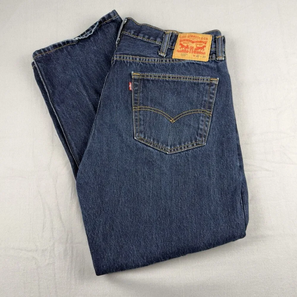 Levi's 505 Jeans Mens 40x30‎ Straight Fit 5-Pocket Cotton Denim Black